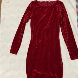 Red velvet mini dress